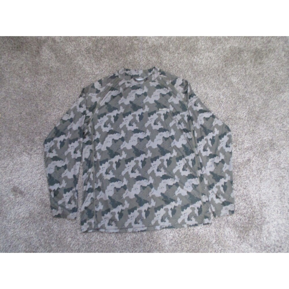 Simms Solarflex Shirt Mens Large Sun Fishing Camo Camouflage UPF 50 Long Sleeve